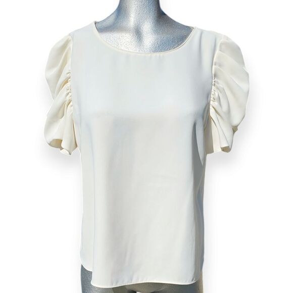 Amanda Uprichard Merris Top Ivory White Puff Sleeve Revolve Large - Picture 2 of 13